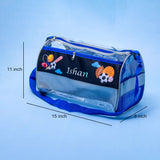 blue customised travel pouch