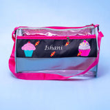 pink customised travel pouch