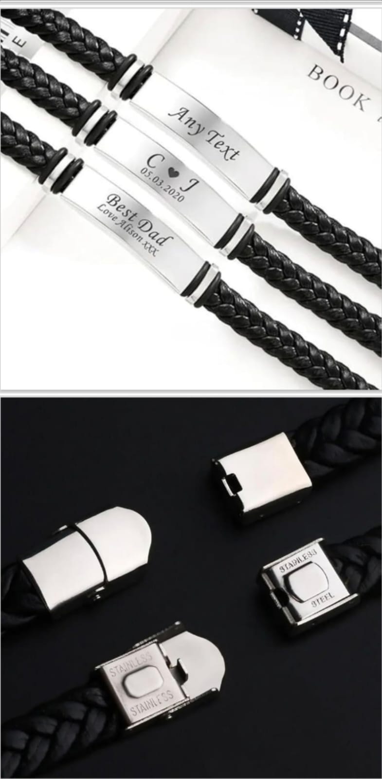 Personalised Braided Leather Bracelet