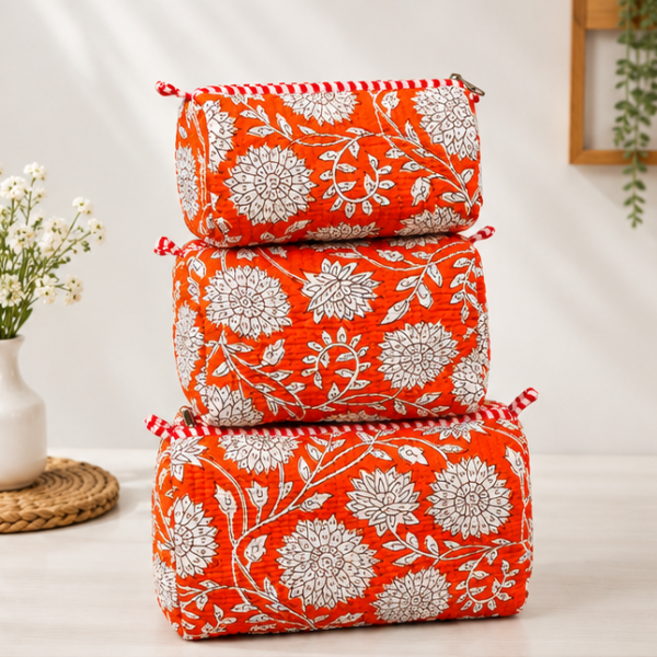 Personalized Quilted Toiletry Bag Set of 3 in jaipur for women