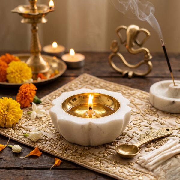 marble diya for pooja