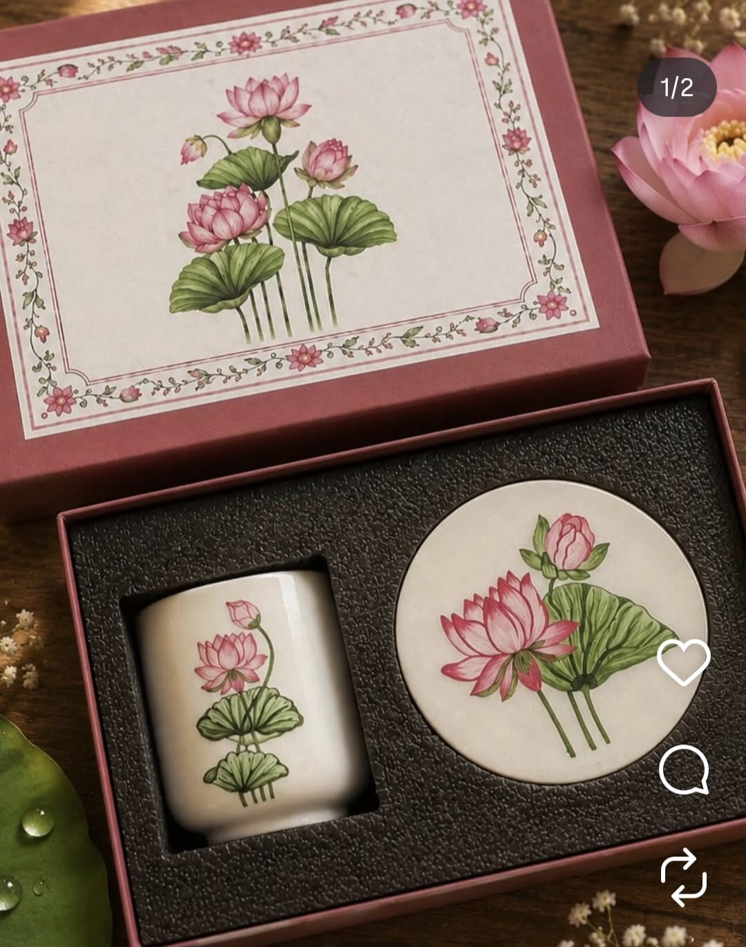 hand-printed-Coaster-and-tea-light-set