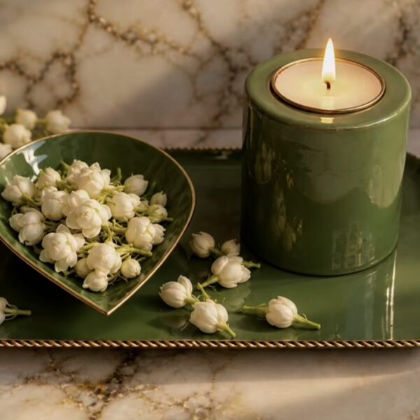 Green Hand-Printed Decorative Item for Diwali & Festive Home Décor