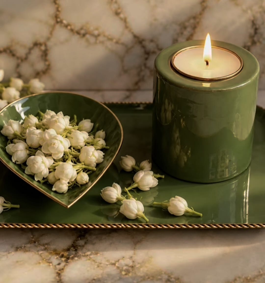 Green Hand-Printed Decorative Item for Diwali & Festive Home Décor